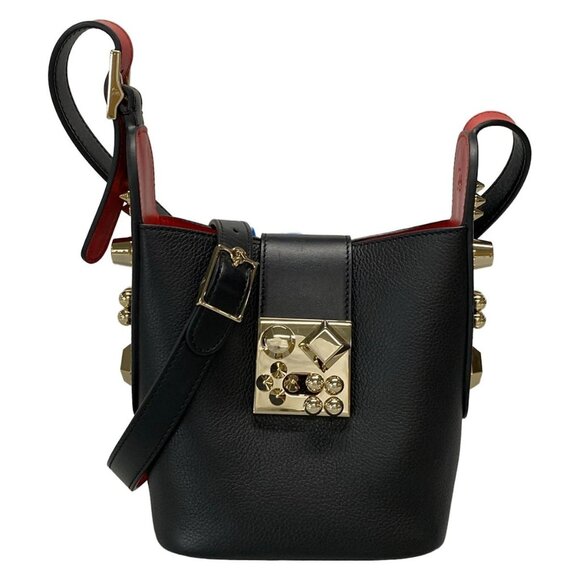 Auth CHRISTIAN LOUBOUTIN Carasky Mini Bucket - Black Leather Shoulder Bag - Picture 1 of 16